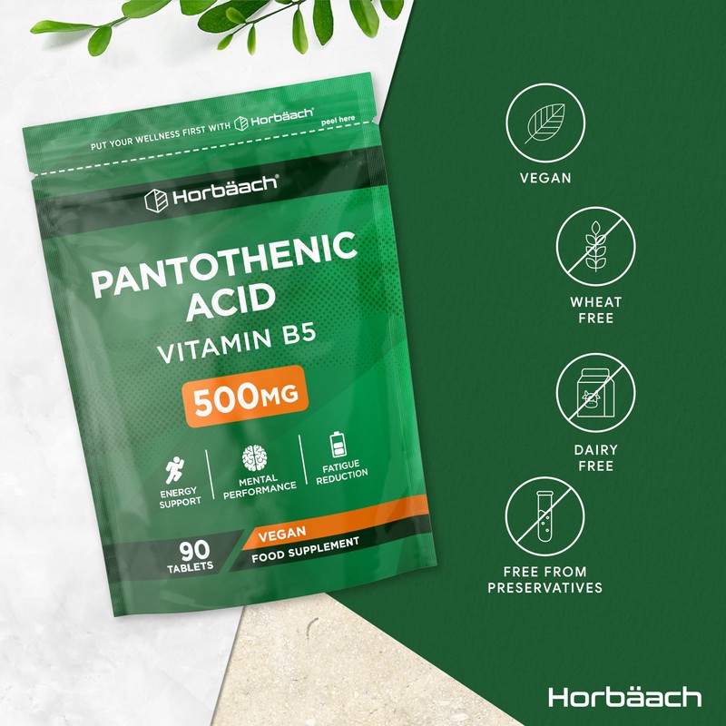 HI Vitamin B5 Pantothenic Acid 500 mg 90 Vegan Tablets