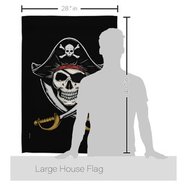 Ornament Collection House Flag Coastal Pirate Ship Skull Treasure Map Carribean Jolly Blackbeard Jack Decoration Banner Small Garden Yard Gift Double-Sided, Made in USA