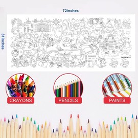 Christmas Painting Tablecloth for Children, Colouring Tablecloth Christmas, Tablecloth for Colouring Children, 183 x 76 cm, Giant DIY Paper Tablecloth for Christmas, Gifts, Art, Classroom Decoration