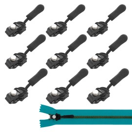 9PCS Pemovable Zipper Repair Kit, 3 Sizes Replacement Zipper Pulls, Zipfix Quick Repair Tool, Universal Zips for Coat, Zip Slider Replacement for Backpacks Jacket Luggage Sewing and Supplies (Black)