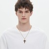 Ropartman Wooden Cross Necklace for Men, 18K Gold Plated Stainless