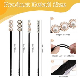 Pearl Flower Hair Bun Maker Women's Doughnut Hair Bun Maker Hair Pin Hair Bun Maker Hair Holder Hair Styling Tool Hair Bun Shaper Set for Children Girls Women (4 Pieces)