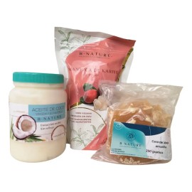 Paquete Kit Cera Abeja Manteca Karite Aceite Coco Bnature ideal para fabricacion de cremas hidratantes naturales
