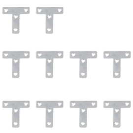10Pcs Flat T Corner Bracket 50mm x 50mm Stainless Steel Joining Brace Brackets Mending Plates for Wood Shelf Cabinet Table Chair (Silver)