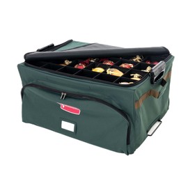 TreeKeeper (Green Christmas Ornament Storage Box with Dividers) - Deluxe Ornament Keeper - Holds 72 Ornaments up to 4 Inches in Diameter | 3 Removable Trays with Separators | Acid-Free Fabric Lining