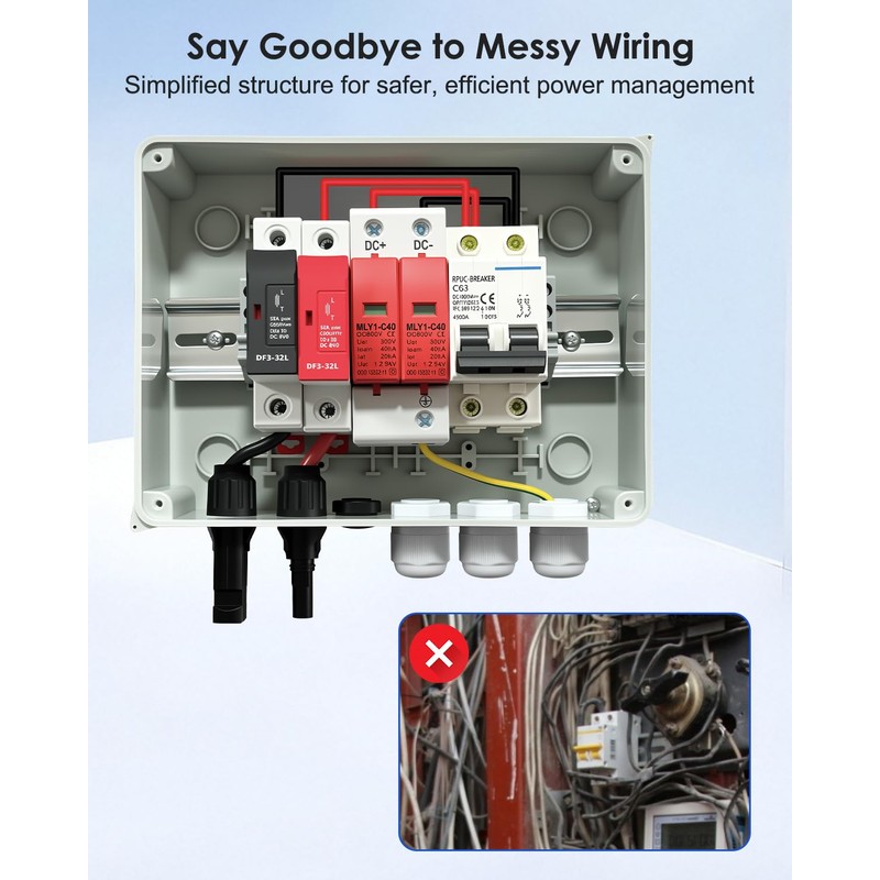 600V Solar DC PV Combiner Box 1 String IP65 Waterproof