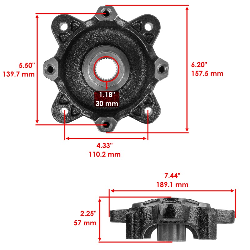 Caltric Front & Rear Wheel Hubs For Polaris Ranger 900