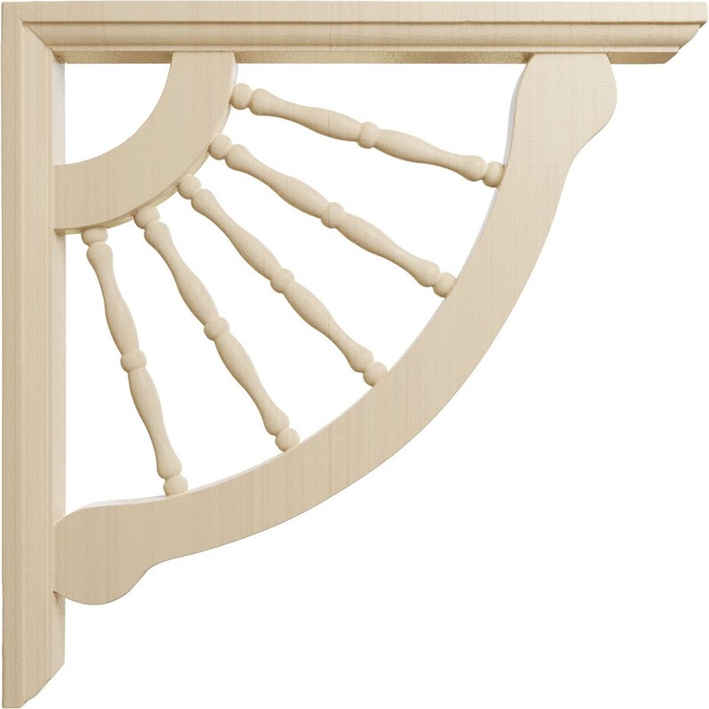 Ekena Millwork BKT01X12X12CRRW Crendon Wagon Wheel Wood Brackets, 1 1/2"W