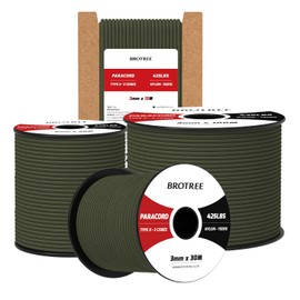 Brotree 3mm Paracord 425 100% Nylon 50M Rope 3 Strands Type II Parachute Cord for Outdoor, Craft, DIY - 192kg Breaking Load (Army Green)