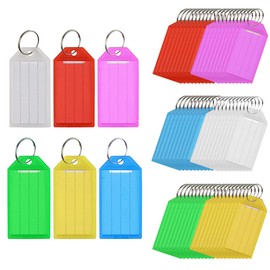Pack of 60 Key Fobs, Printable Basicon Plastic Key Tags Key Tags Key Tags for Labelling with Split Ring, 6 Colours, 10 Pieces Each