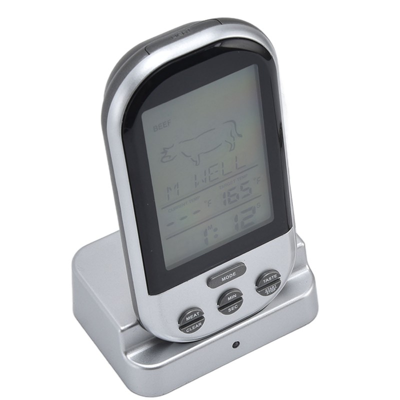 Wireless Thermometer Timer Overtime Alarm Function Practical Temperature Meter for