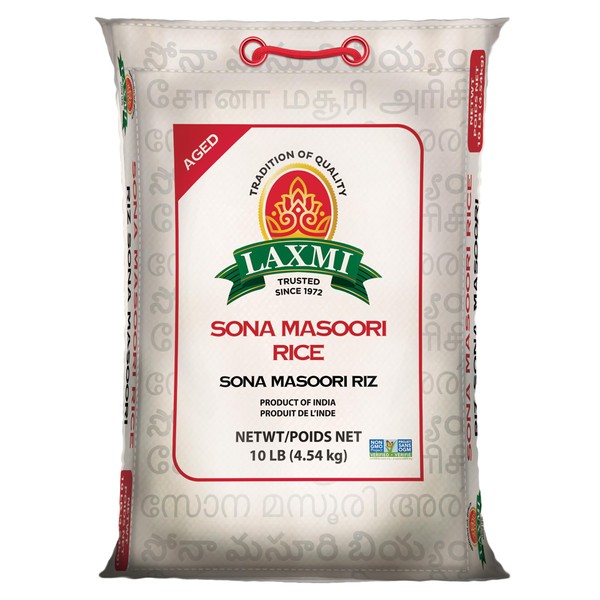 Laxmi All-Natural Sona Masoori (Golden Ivy) Rice, 10 Pounds