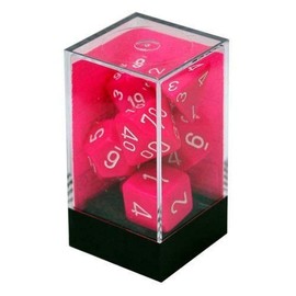 Chessex Opaque Poly Pink/White 7 Die Set, Large (18mm - 25mm)