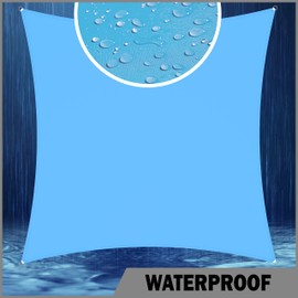 ShadeMart 8' x 13' Blue Waterproof Shade Sail Sun Shade Sail Rectangle Custom Size Water Resistant Canopy Awning Shelter, 95% UV Blockage for Outdoor Patio Garden Carport