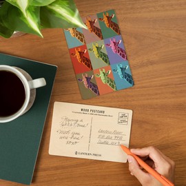 Giraffe, Pop Art Artwork (4x6 Birch Wood Postcards, 2-Pack Stationary, Rustic Home Wall Decor)