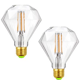 Lxcom Lighting D110 Diamond Shape Decorative LED Bulbs 4W 120V non-dimmable LED Edison Light Bulb E26 Vintage Bulbs 40W Equivalent Warm White 2700K LED Filament Bulb for Bar Restaurant Home, 2 Pack