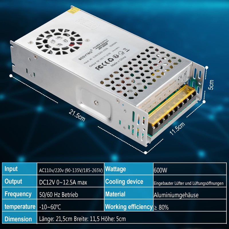 BOSYTRO 48V 12.5A 600W Switching Power Supply, 48V Universal Regulated