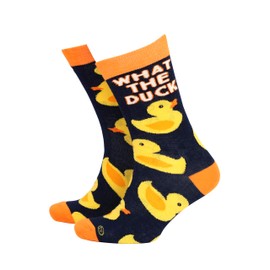 Sock Therapy Mens Novelty Socks Funky Pattern Colorful Fun Dress Socks Smart Design Animal Print Comfortable Breathable Socks Non Slip Great Gift - What the Duck