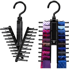 Timotech Set de 2 Organizadores de Corbatas, Ganchos para Colgar Corbatas con Clips Antideslizantes, Ganchos para Cinturón, Organizador Giratorio de 360 Grados para Ahorrar Espacio
