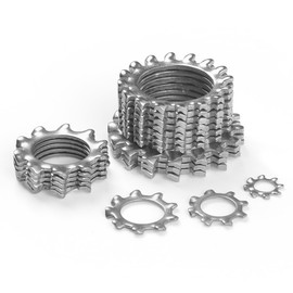 BOUMVID Pack of 30 M4 Tooth Washers Locking Washers, Serrated External Toothing Washers, Stainless Steel 304 Tooth Washers Clamping Discs Size Assortment Spring Washers for Screw Attachment