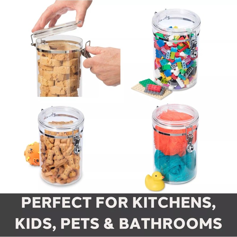 Oggi 4-Piece Clear Canister Set Clamp Airtight Food Storage Container