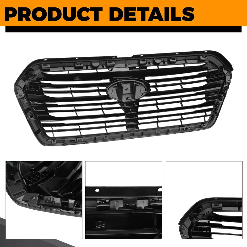YLT Auto Glossy Black Front Bumper Upper Grille For 2019