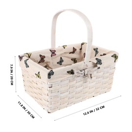Zerodeko Handmade Rattan Storage Basket Rectangular Woven Flower Bin with Handle Versatile Tote for Home Camping Weddings for Bread Storage