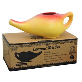 ANCIENT IMPEX Ceramic Neti Pot 250 Ml Capacity (Red, Yellow) with 5 Sachets Neti Salt, a Natural Remedy for Sinus Treatment