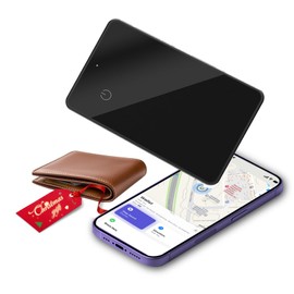 Wallet Tracker Card with Apple Find My[Apple MFi Certified, iOS Only], 1-Pack Smart Card Bluetooth Tracker, 2.8mm Extremely Thin & 2-3 Years Long Life & IP65, Keys and Wallet Finder (F15XZ-1Black)