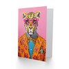 Artery8 Greeting Card Dandy Leopard Floral Suit Glasses Bow Tie