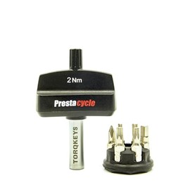 Prestacycle Mini TorqKey – 2Nm Preset Torque Tool with 6 S2 Steel Bits & Holder – Accurate, Compact, Unscrew-Safe – For Bike Maintenance, Torque Wrench for Pre-set Hex, Torx, Phillips Bolts
