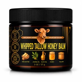 Beef Tallow for Skin & Face with Manuka Honey, Grass Fed Whipped Tallow and Honey Balm, Tallow Face Moisturizer for Dry Sensitive Skin, Beef Tallow Cream for Face Body Hands 4 oz