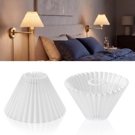 Teenyyou Small Pleated Lamp Shades Set of 2, 3.1" Top x 8.5" Bottom x 5.1" High Suitable for E26/E27, White Pleated Shade for Table, Floor, Bedside, Wall