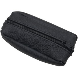 GENUINE LEATHER KEY BAG WITH 2 COMPARTMENTS IN BLACK MADE IN EU