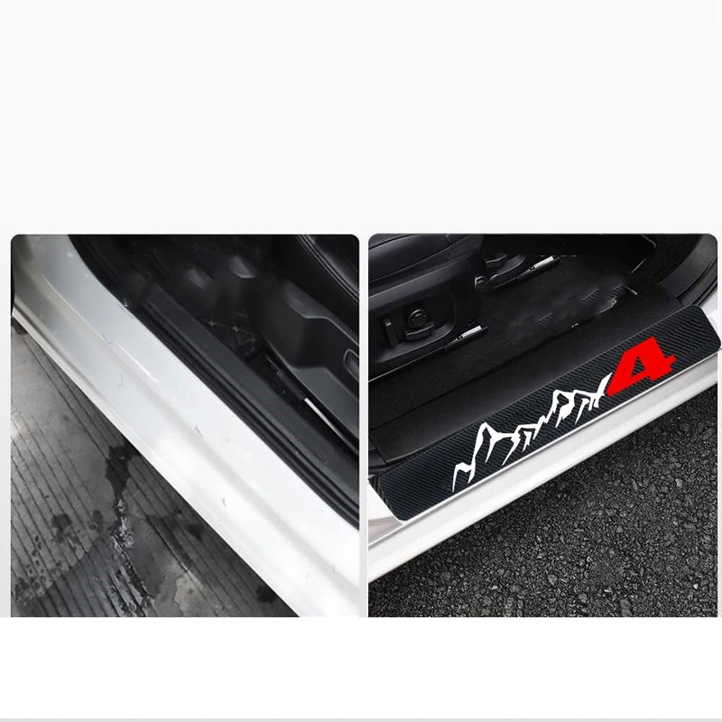 4Pcs Car Door Sill Protector Carbon Fiber Anti-Dirty Scuff Plate