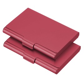 PATIKIL Business Card Holder, 2 Pack Aluminum Metal Card Case Professional Slim Pocket Card Holder for Name Card Credit Card, Red