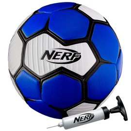 Franklin Sports Nerf Proshot - Pelota de fútbol de tamaño Oficial 5 para Juego de Liga, Cosido a Mano para un Control máximo, Bomba incluida