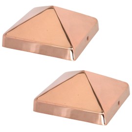 Copper Pyramid Post Caps (2-Pack) - Extended Lip - Solid Copper - Will Patina Naturally (7-1/2" x 7-1/2") (2, 8x8)