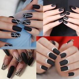 Matte Nail Polishes - Quick Drying Non-Toxic Nail Polishes - Water-Based Long-Lasting Nail Polishes Manicure Art for Women Teens Girls (Black)