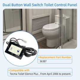 36387 Wall Switch for The Tecma RV Toilet Silence Plus, with 11.8ft Connection Lines and White & Black Frame
