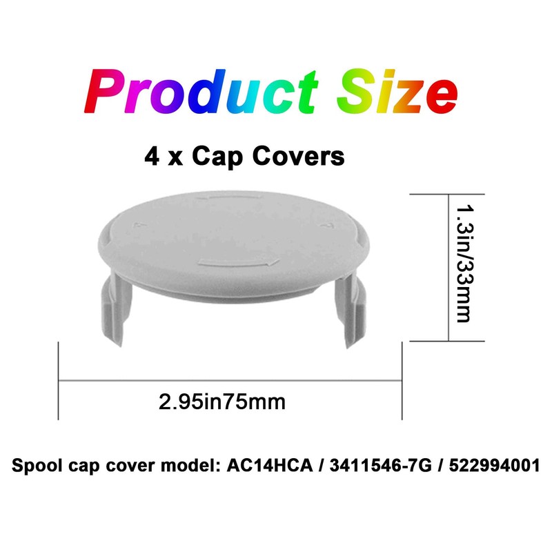 WADY Pack of 4 Grass Trimmer Spool Cap, Trimmer Spool