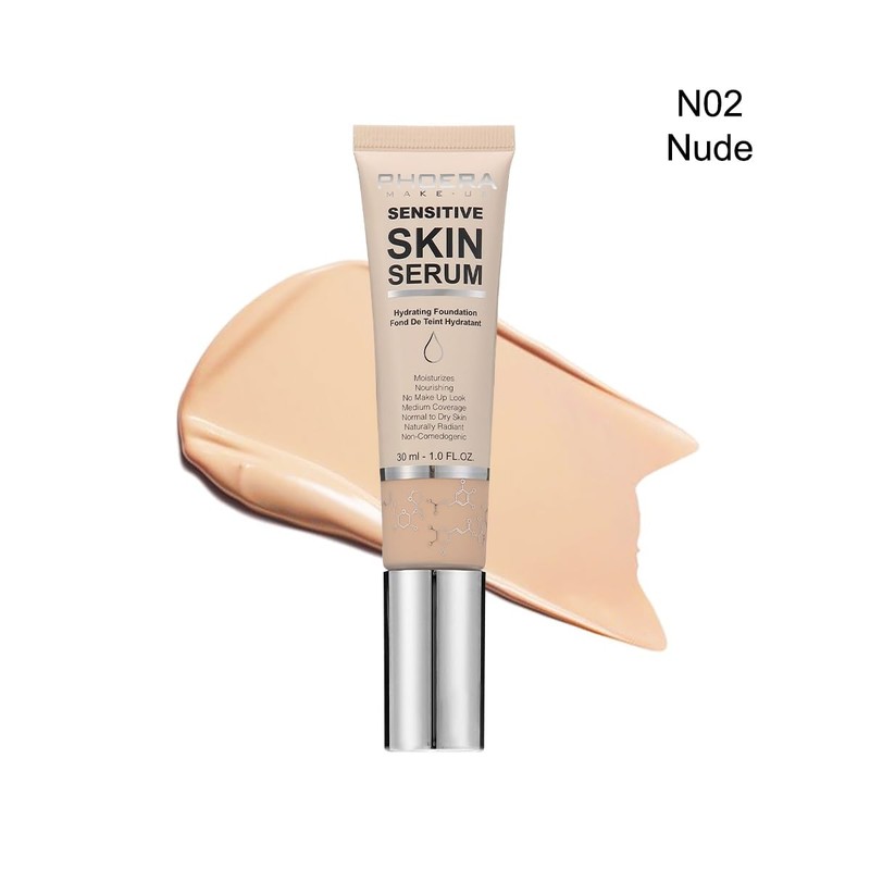 PHOERA Hydrating Serum Foundation, Hyaluronic Acid, Allantoin, Vitamin E, Tea