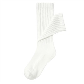 American Trends Womens Crew Socks White Scrunch Socks Slouchy Mid Calf Athletic Tube Socks 1pack White Socks