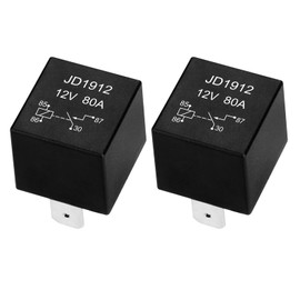 Weasch 2 Pack JD1912 Car Relay, 12V 80A, 4 Pin SPST, Automotive Switches and Starters, Waterproof Relay for Boat Tractor Truck Motorcycle (2)