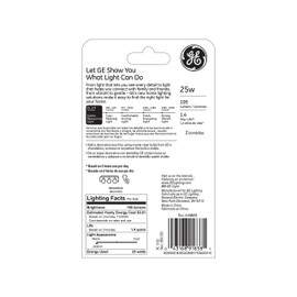 GE Lighting 17722 Decorative G16 1/2 Candelabra Base Globe Light Bulb, 2-Pack, Clear, 2 Count