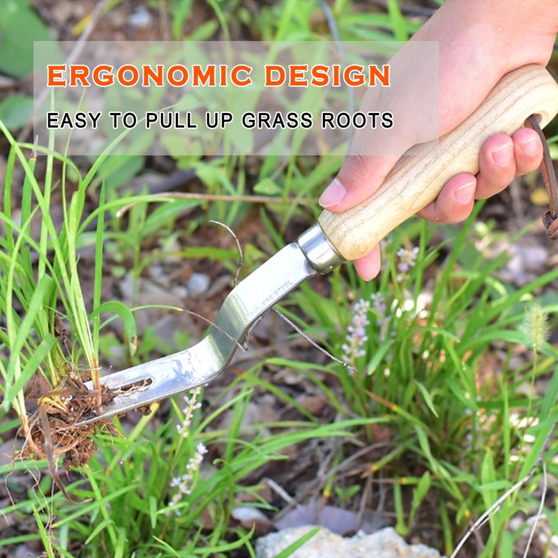 SHANFEEK Weed Puller With V-Shape Fork Gardening Hand Tool 12-Inch