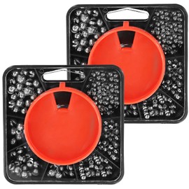 2Pack 7 Division Split Shot Fishing Weights Sets, 240g Soft Metal Alloy Fishing Sinkers Coarse Fishing Dispenser Weights Shot for Stabilizing Fishing Line Bait