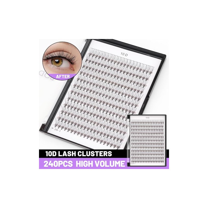 Bodermincer Extensiones de pestaas individuales, 240 paquetes de rizo D,