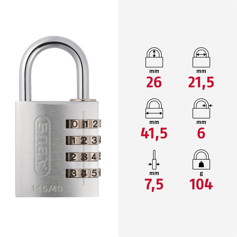 Padlock combination aluminum 40mm yellow