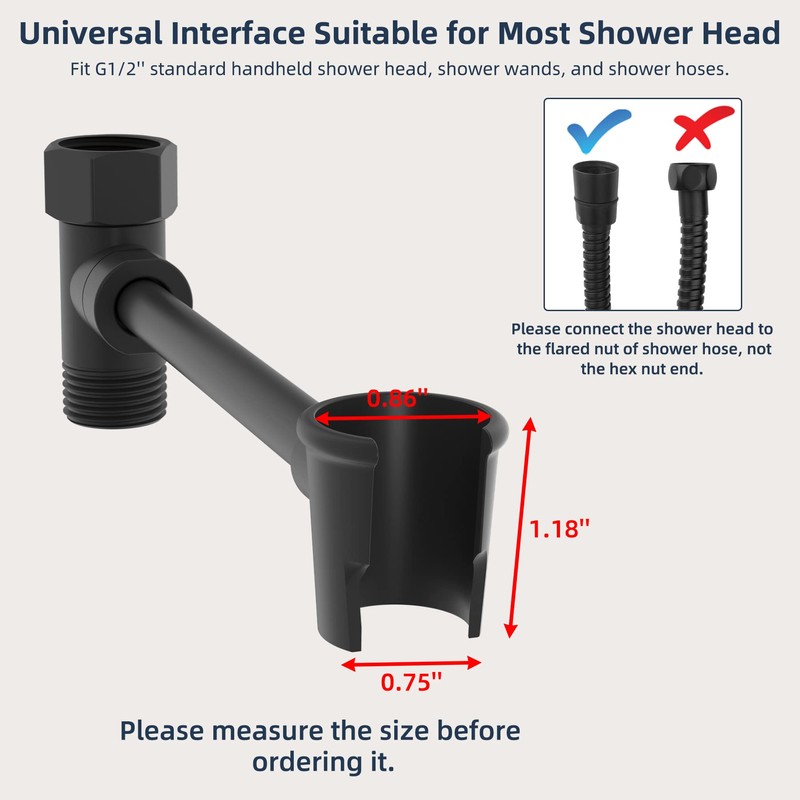 Hibbent All Metal Shower Head Holder - Solid Brass Adjustable